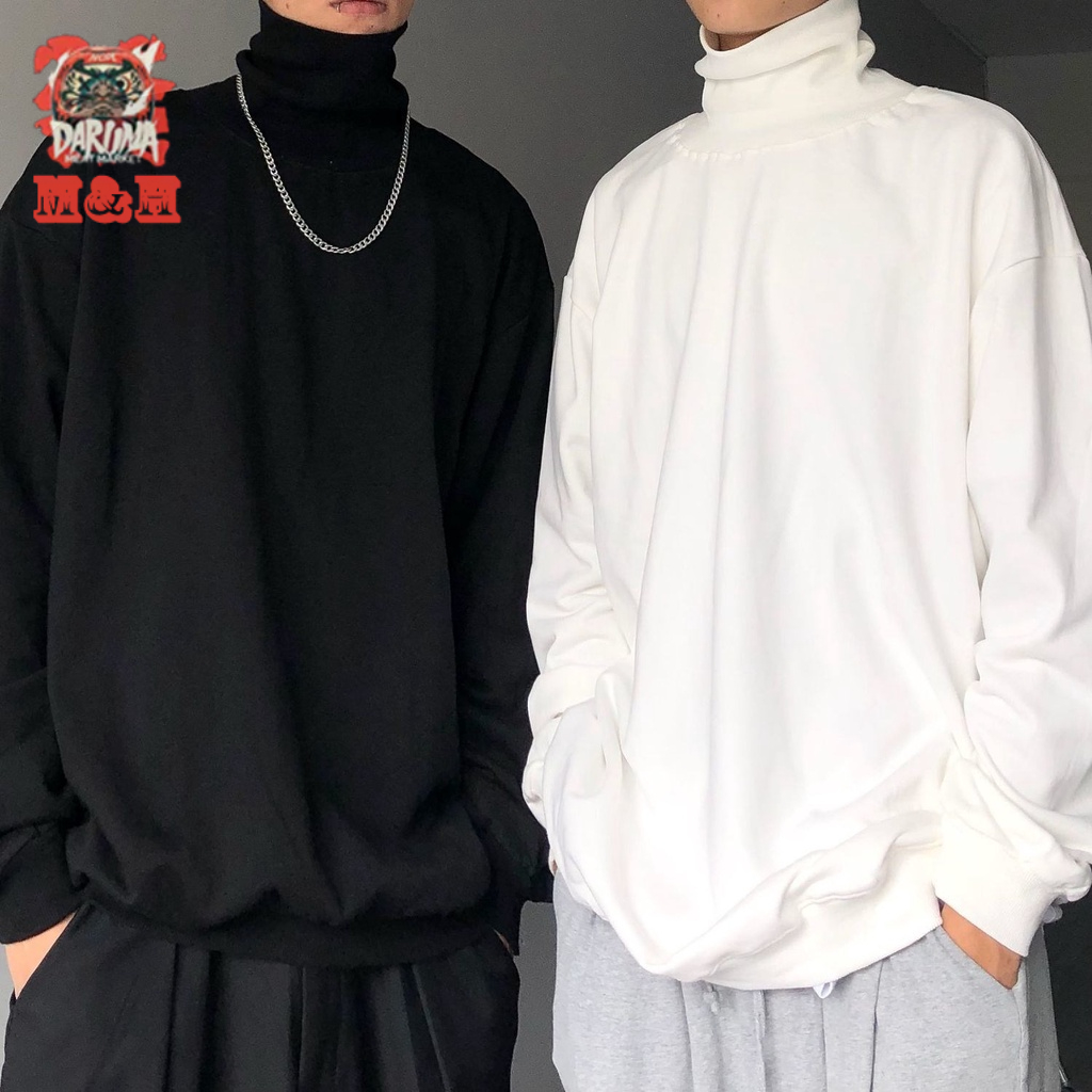Áo Sweater Cổ Lọ Màu Trơn Tay Dài Dáng Rộng Thời Trang Mới Thu Đông Phong Cách Hàn Quốc Cho Nam Và Nữ