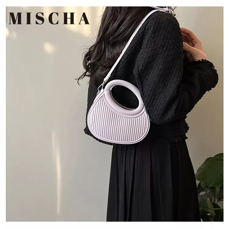 Mischa Túi Xách Da PU Màu Trơn Phong Cách Phương Tây Thời Trang Cho Nữ