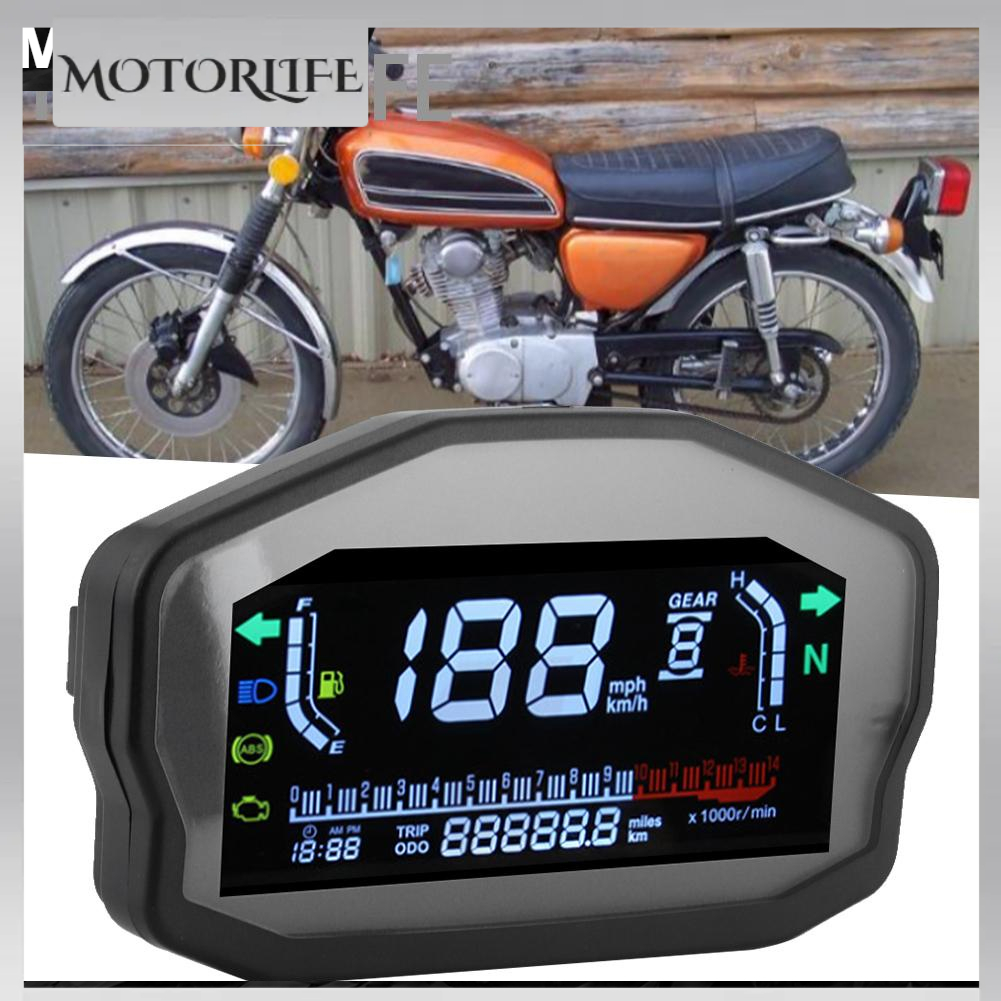 Motorlife Xe Máy Đồng Hồ Đo Tốc Độ Nhiên Liệu Mức Tái Trang Bị Màn Hình LCD Dụng Cụ Cho Động Cơ Xi Lanh 1/2/4 Có Đèn LED