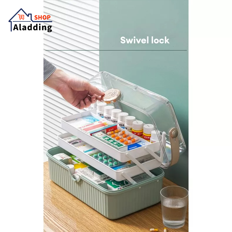 AladdingHộp Đựng Dụng Cụ Sơ Cứu Cỡ Lớn Bằng Nhựa Gấp Gọn Tiện Lợi