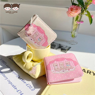 Wo·wo ví da pu ngắn gập đôi phong cách retro đơn giản cho nữ