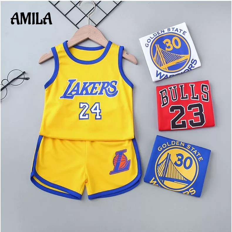Set áo tank top + quần short bóng rổ AMILA thoáng khí thời trang cho bé