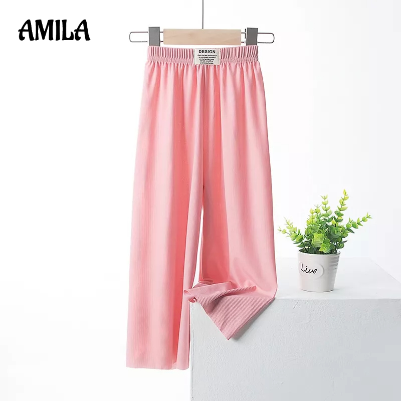 Quần dáng rộng AMILA vải lụa băng mỏng phong cách mới cho bé gái