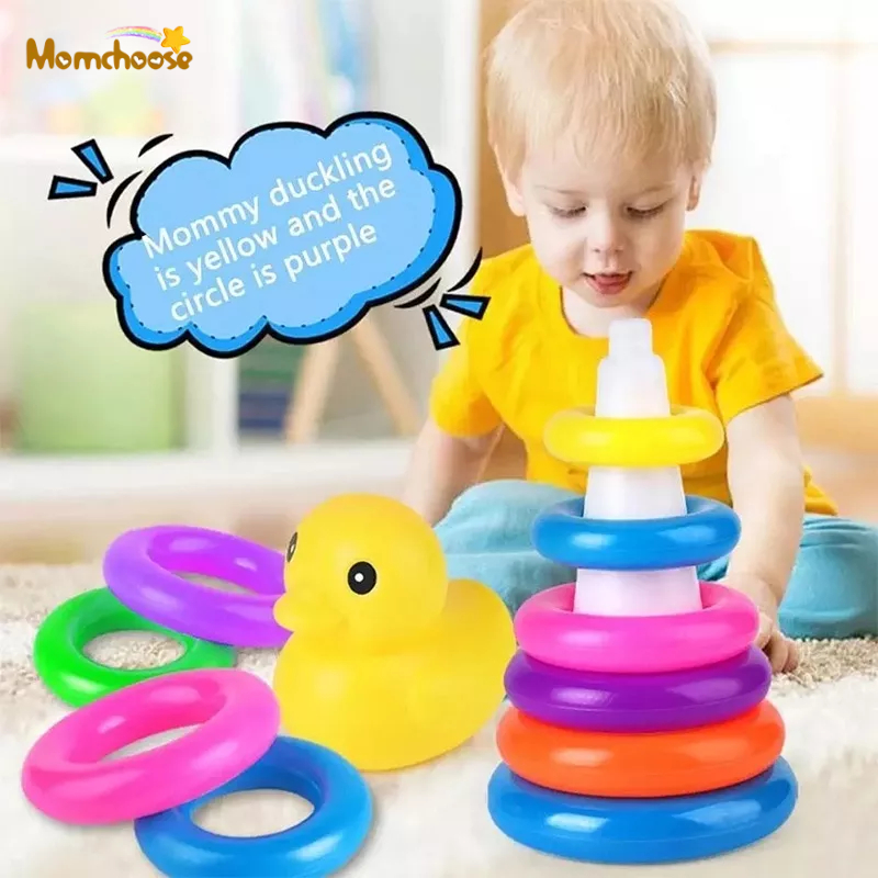 MOMCHOOSE Bộ Đồ Chơi Xếp Tháp Cầu Vồng Phát Triển Trí Tuệ Cho Bé 0-1 - 2 Tuổi