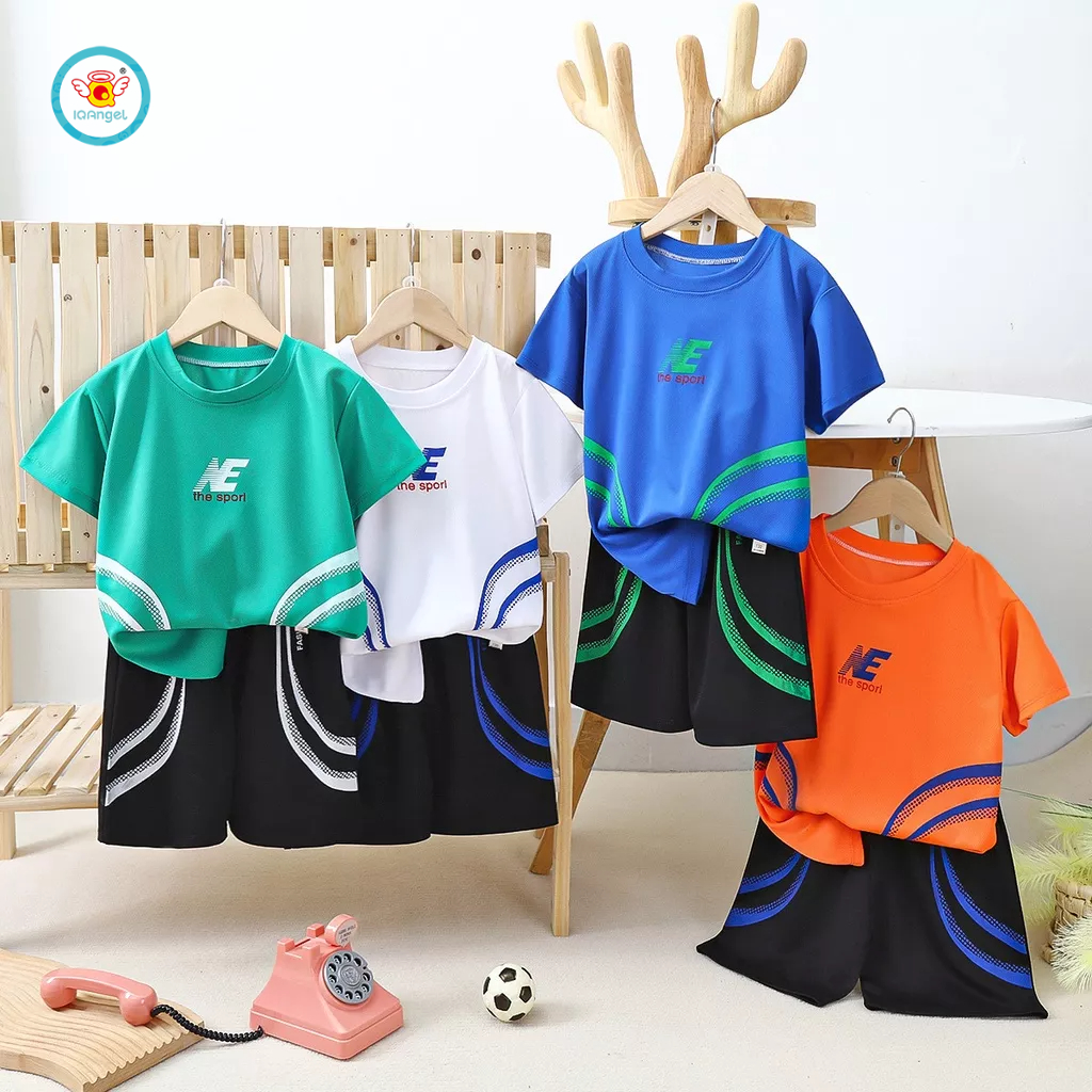 Bộ quần áo bóng rổ IQ ANGEL ngắn tay thời trang năng động cho bé trai