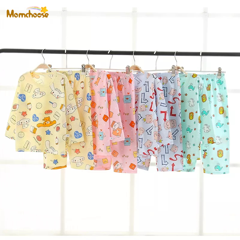 MOMCHOOSE! Bộ Đồ Ngủ cotton Tay Dài Điều Hòa Không Khí Thời Trang Mùa Hè Phiên Bản Mới Hàn Quốc Dành Cho Bé Gái / Bé Trai / Bé Gái