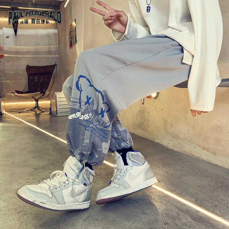 Quần Dài Thể Thao Dây Rút Dáng Rộng Phong Cách Hong Kong Thời Trang Mùa Thu Mới Cho Nam