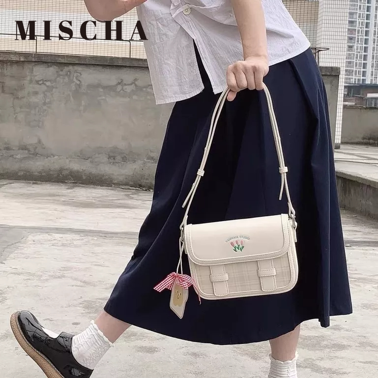 Mischa Túi Đeo Vai Da PU Màu Trơn Họa Tiết Rằn Ri Dễ Phối Đồ Thời Trang Cao Cấp