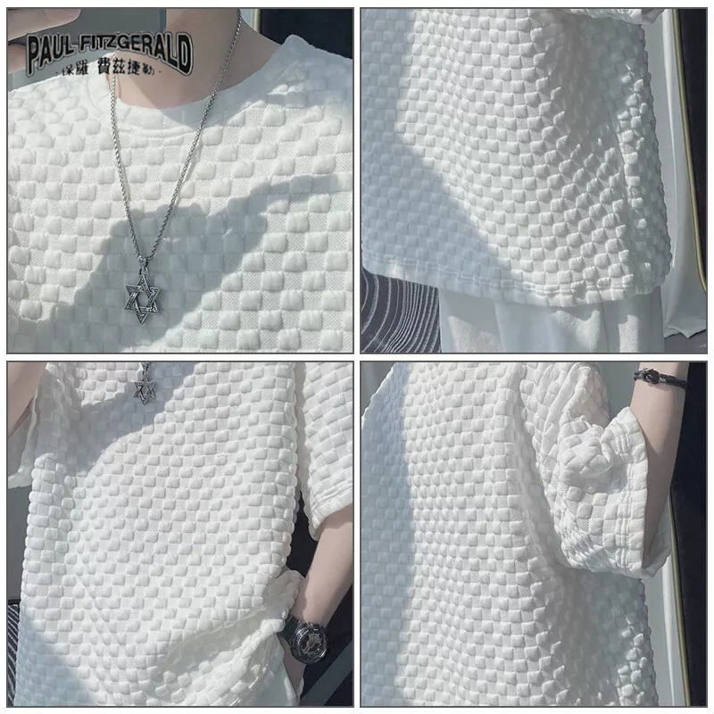 Áo Thun Ngắn Tay Dáng Rộng Họa Tiết Ca Rô Thời Trang Dành Cho Nam