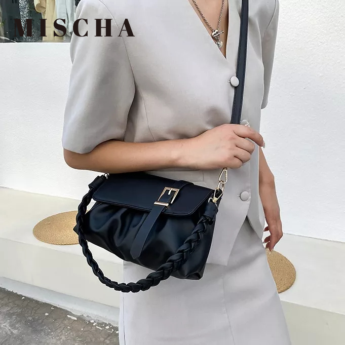 MISCHA Túi Xách Da PU Màu Trơn Thời Trang Cho Nữ