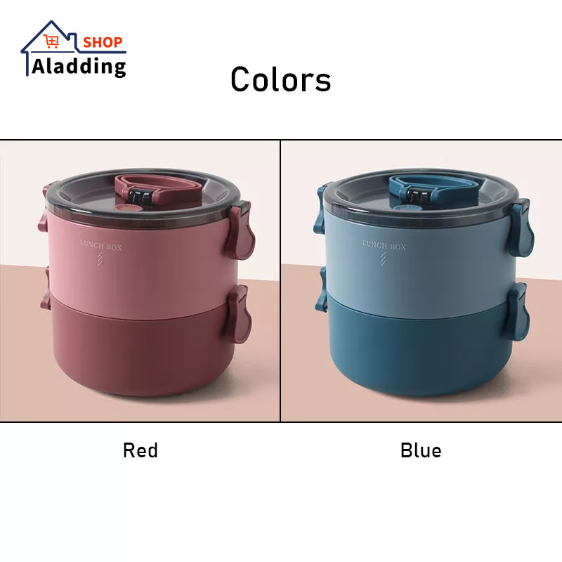 AladdingHộp Đựng Cơm Trưa Hai Tầng Bằng Nhựa Hình Tròn Có Thể Hâm Nóng Trong Lò Vi Sóng