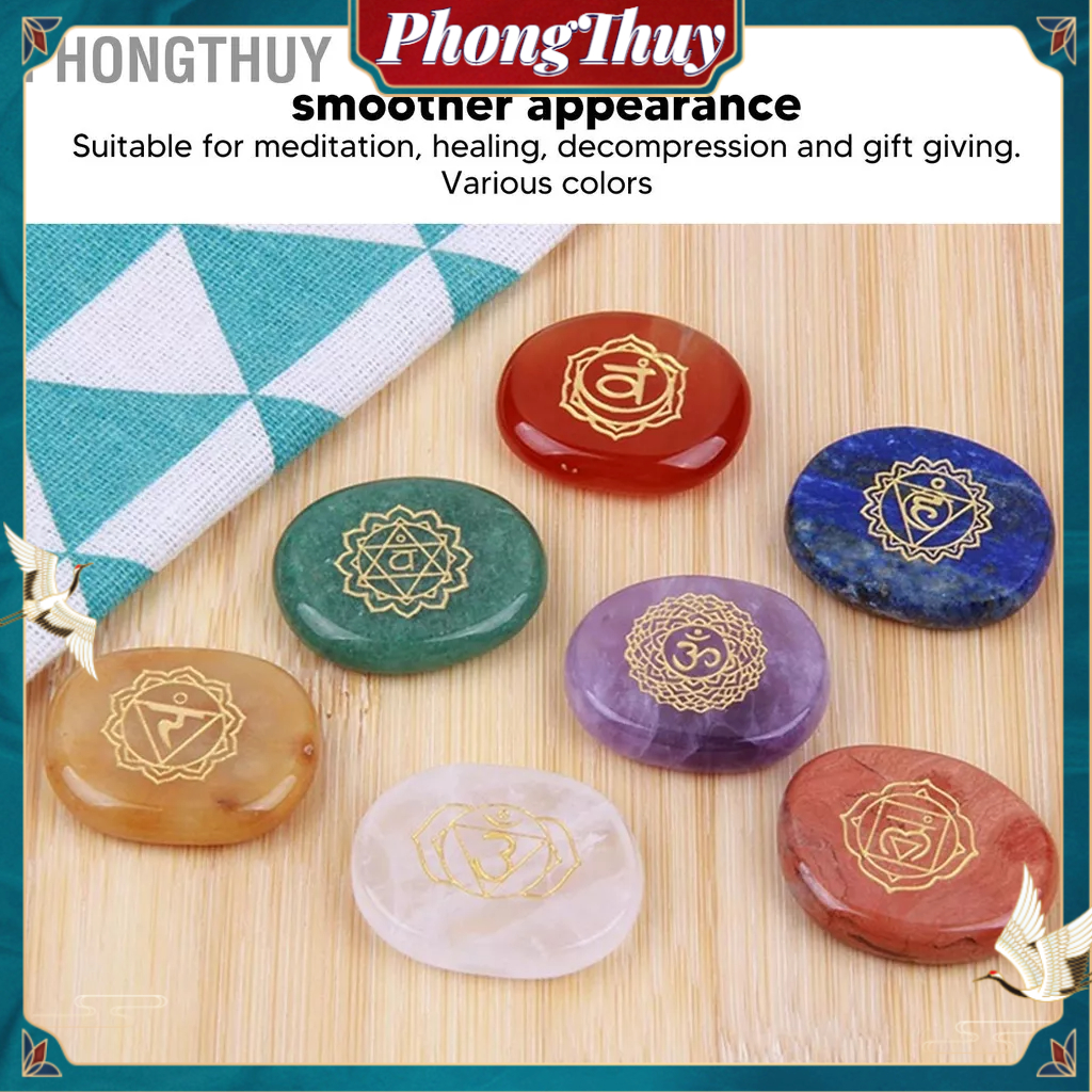 PhongThuy 7 Chiếc Đá Rune Đặt Màu Khác Nhau Mịn Hơn Yoga Cho Thiền Chữa Bệnh Giải Nén Quà Tặng