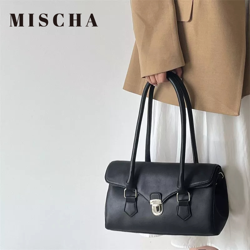 Mischa Túi tote Đeo Vai Màu Trơn Chất Liệu PU Cao Cấp Dễ Phối Đồ Thời Trang Mới Bán Chạy Cho Nữ