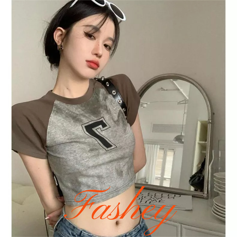 Fashey Áo Thun Ngắn Tay In Họa Tiết Retro Thời Trang Dành Cho Nữ
