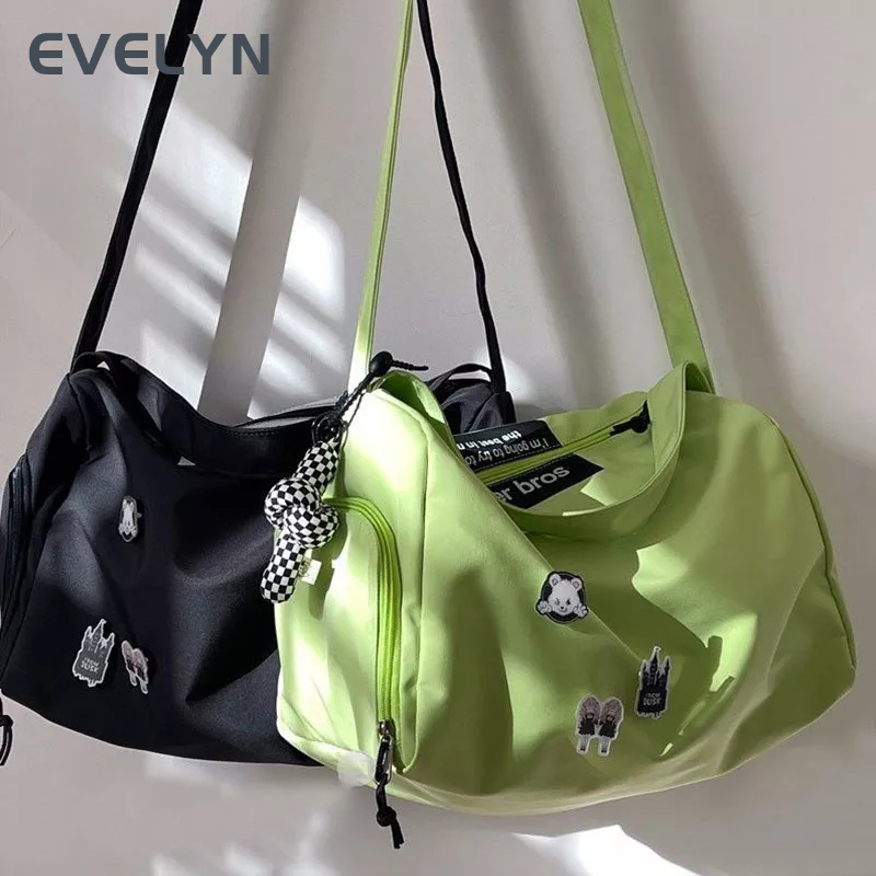 Evelyn Túi Xách Du Lịch Bằng nylon Màu Trơn Sức Chứa Lớn Phong Cách Thể Thao Mới Dễ Phối Đồ Cho Học Sinh
