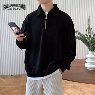  PAUL FITZGERALD Áo nỉ màu xanh hải quân phong cách trưởng thành nhẹ nhàng nam thương hiệu thời trang côn đồ đẹp trai chiên đường phố nửa dây kéo áo sơ mi polo cao cấp áo khoác cảm giác 