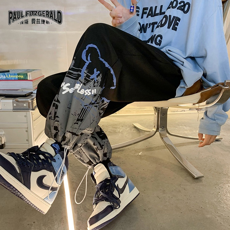 Quần Dài Thể Thao Dây Rút Dáng Rộng Phong Cách Hong Kong Thời Trang Mùa Thu Mới Cho Nam