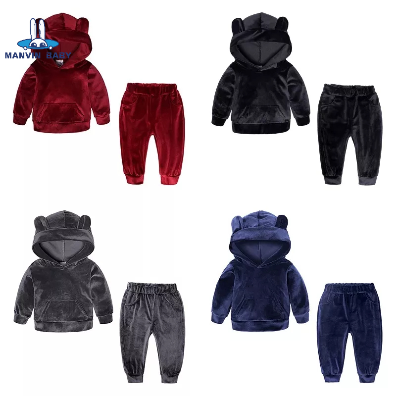 Set trang phục 2 mảnh MANVIN BABY áo hoodie + quần dài thể thao cho bé