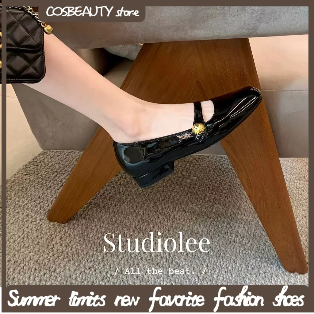 Giày Búp Bê Da Mũi Tròn Đế Dày Phong Cách Retro Pháp Size 33-43