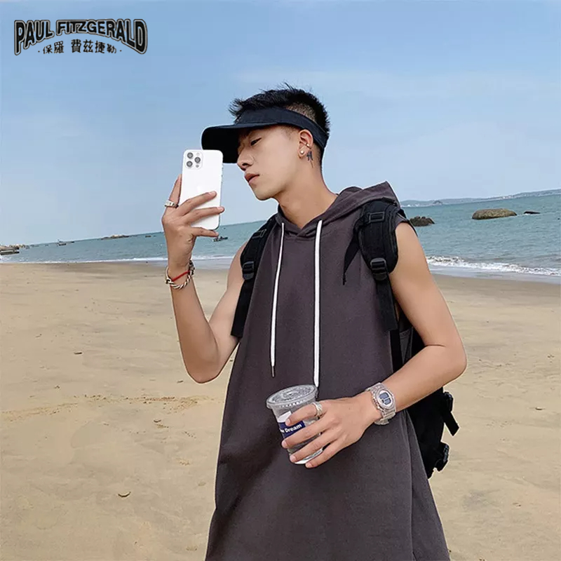 Áo Thun Thể Thao Sát Nách Màu Trơn Phong Cách hip hop Cho Nam