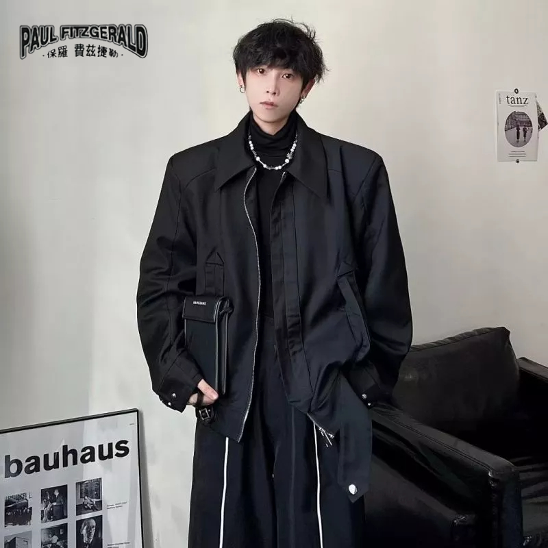 Áo Khoác Bóng Chày PAUL FITZGERALD Có Đệm Vai Dáng Ngắn Thời Trang Thu Đông Cho Nam