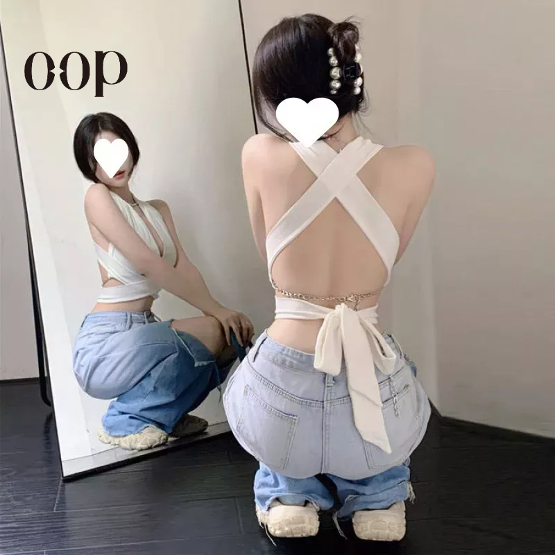 Áo Hai Dây Dáng Ngắn Cột Dây Gợi Cảm Cho Nữ OOP278