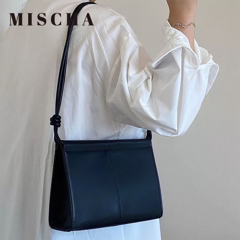 Mischa Túi Đeo Vai Hình Vuông Cỡ Lớn Bằng Da PU Màu Trơn Thời Trang