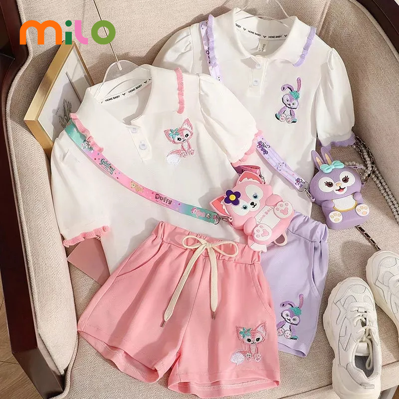 Milo Bộ Áo Thun Tay Ngắn Và Quần Ngắn Mỏng Phong Cách Hàn Quốc Dễ Thương Dành Cho Bé Trai Gái