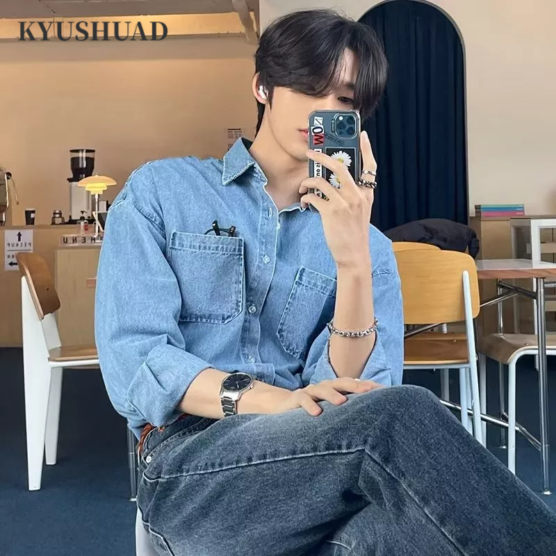 Nhân Vật KYUSHUAD KYUSHUAD Áo Sơ Mi Nam Dài Tay Sọc Dọc Thời Trang Nhật Bản