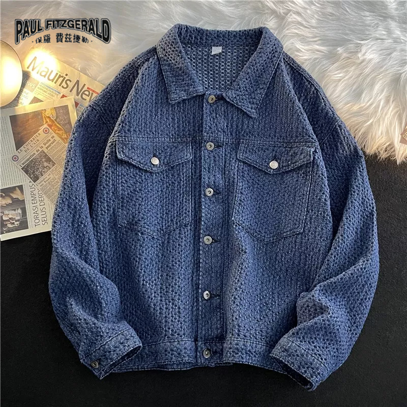 Áo Khoác denim Dáng Rộng Phong Cách hip hop Đường Phố Cá Tính Cho Nam