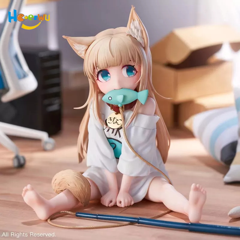 Haoerwu Mô Hình Cô Gái Ngồi Trong Một Vị Trí Ngồi Ngồi Và Ăn Cá, anime Catwoman Làm Bằng Tay Đẹp Để Bàn Trang Trí chassis