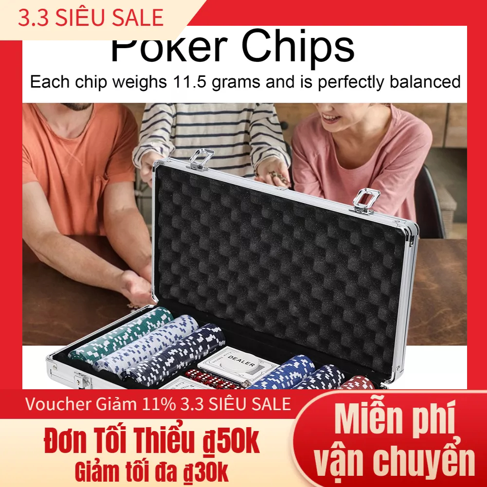 Hàng Sẵn 300 cái 11 5g Bộ chip Poker với Vỏ nhôm Xúc xắc Chơi bài trò chơi