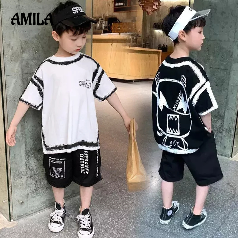 Bộ đồ AMILA gồm áo thun cotton ngắn tay và quần short xinh xắn dành cho bé trai