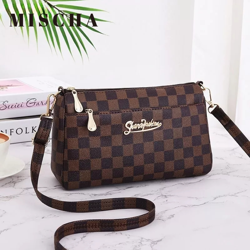 Mischa Túi Đeo Vai Da PU Dáng Vuông Cỡ Lớn In Họa Tiết Kiểu retro Dễ Phối Đồ