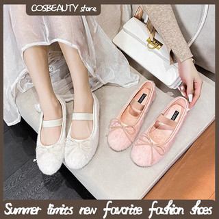 Giày cao gót nữ đế dày có quai đeo một dây cột nơ mùa đông size lớn 33-43