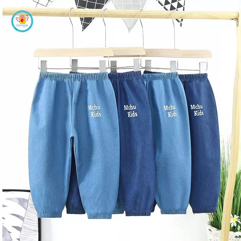 Quần jean IQ ANGEL dáng dài chống muỗi thiết kế mỏng năng động thời trang dành cho bé trai và bé gái