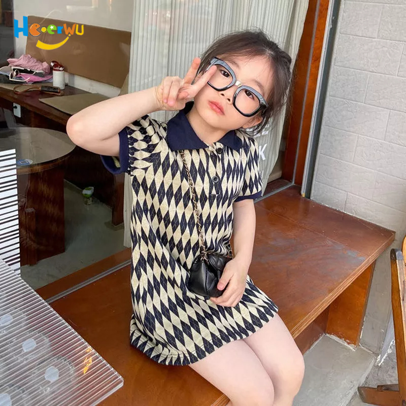 Haoerwu Đầm Thun POLO Thời Trang Hàn Quốc Cho Bé Gái