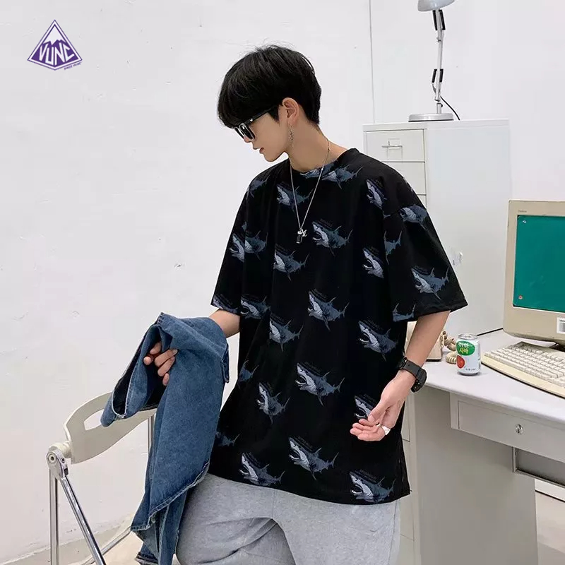 Áo Thun Tay Lửng Dáng Rộng Phong Cách Hàn Quốc Giản Dị Dành Cho Nam