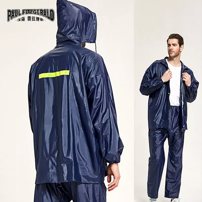 Paul FITZGERALD Áo Mưa Poncho Bằng PVC Dày Dặn Xẻ Gân Gân Thích Hợp Cho Người Lớn Đi Mưa Câu Cá Ngoài Trời Cho