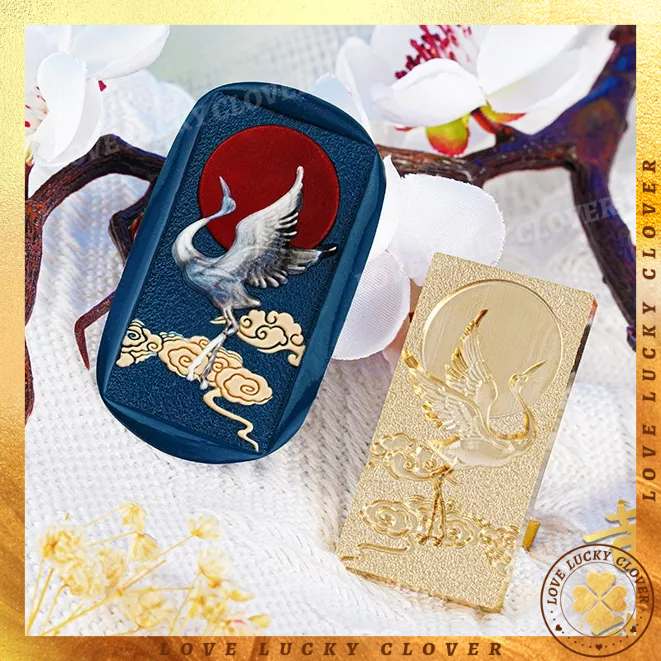Đầu Con Dấu Dập Nổi Họa Tiết Chim Hạc Phong Cách Đồng Quê Mới Trang Trí Sổ Tay Học Sinh