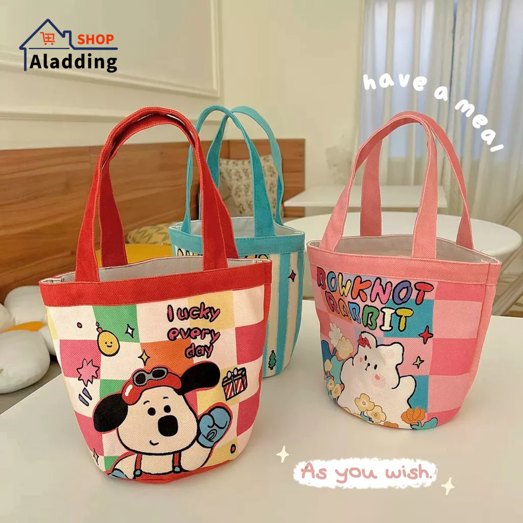 AladdingTúi Xách Vải canvas In Họa Tiết graffiti Dễ Thương Phong Cách Hàn Quốc Cho Mẹ Bỉm Sữa