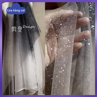 Vải Lưới May Đầm Họa Tiết Ngôi Sao Màu Gradient 0.5m * 1.5m