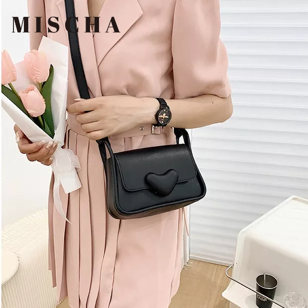 Mischa Túi Đeo Vai Hình Vuông Cỡ Nhỏ Bằng Da PU Màu Trơn Thời Trang Cao Cấp