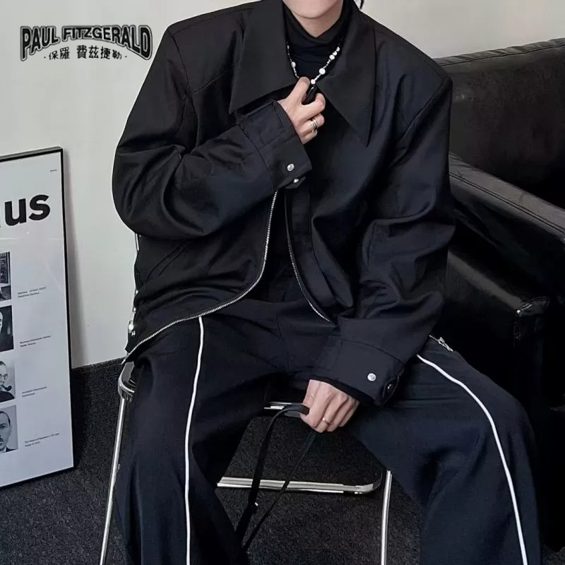 Áo Khoác Bóng Chày PAUL FITZGERALD Có Đệm Vai Dáng Ngắn Thời Trang Thu Đông Cho Nam
