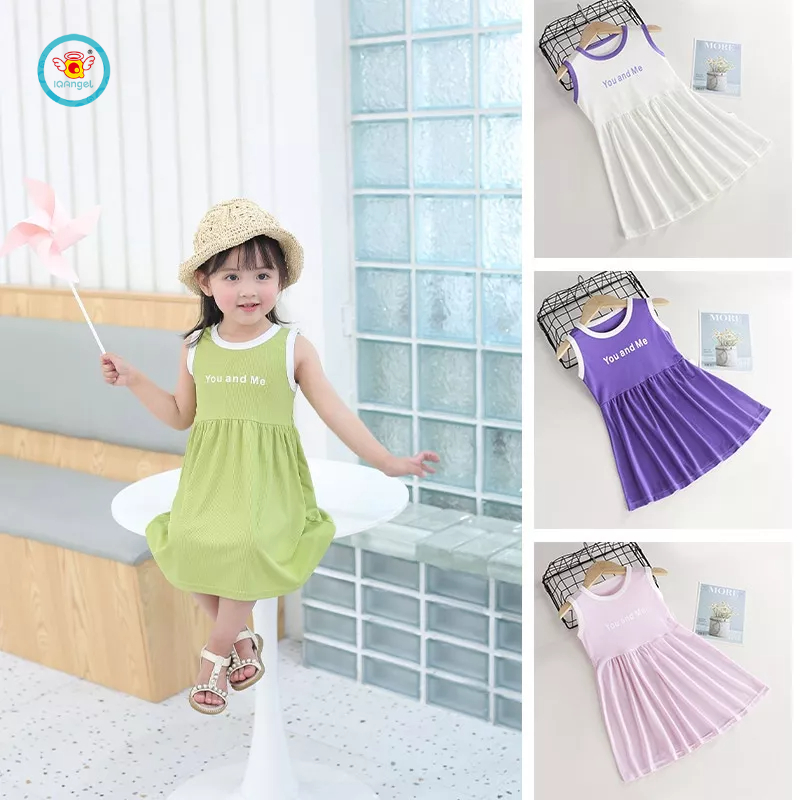 Đầm công chúa IQ ANGEL vải lụa lạnh sát nách thời trang dễ thương dành cho bé gái