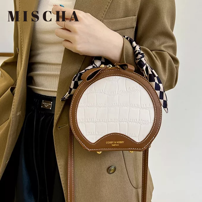 Mischa Túi Xách Đeo Vai Hình Tròn Nhỏ Chất Liệu PU Cao Cấp Phong Cách Phương Tây Dễ Phối Đồ