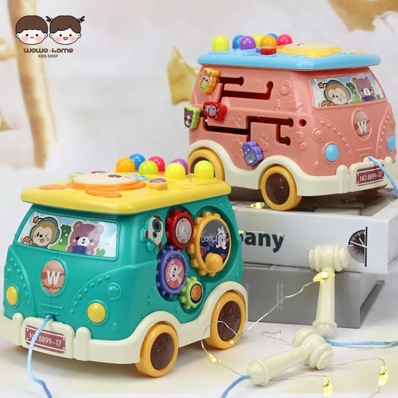 WO·WO Wo Wo KIds Xe Buýt Đồ Chơi Âm Nhạc Trống Lục Giác Đa Năng Giáo Dục Sớm Cho Bé Trai Và Bé Gái.