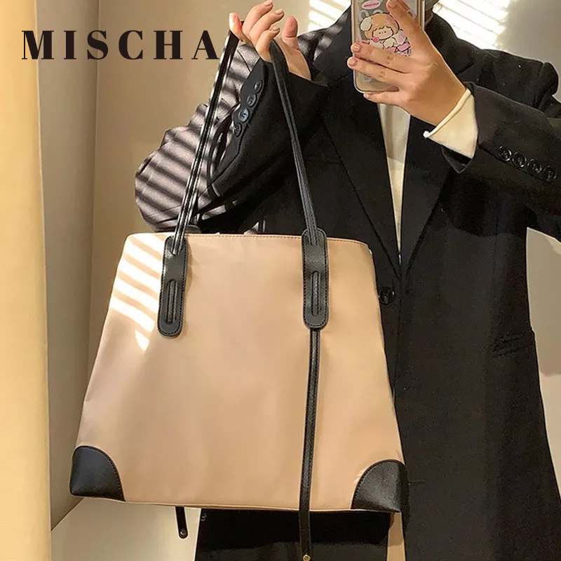 Mischa Túi tote Đeo Vai Bằng Chất Liệu nylon Màu Tương Phản Sức Chứa Lớn Thời Trang Mới Dễ Phối Đồ