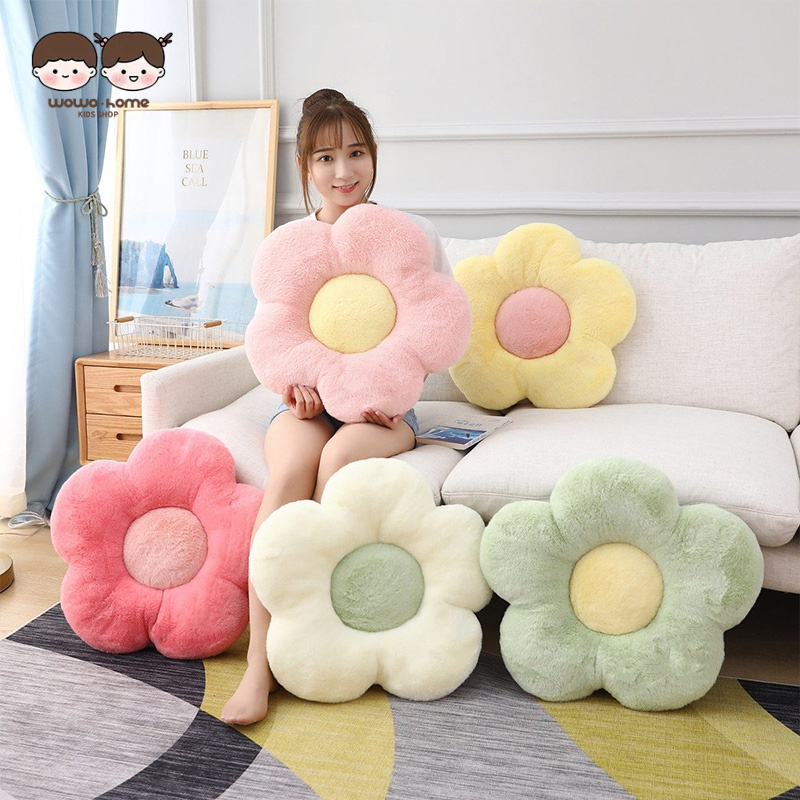WO·WO Wo Wo Laiziness Đệm Lót Ghế Ngồi Văn Phòng Dài Hình Hoa Xanh Lá Dễ Thương Cho Học Sinh