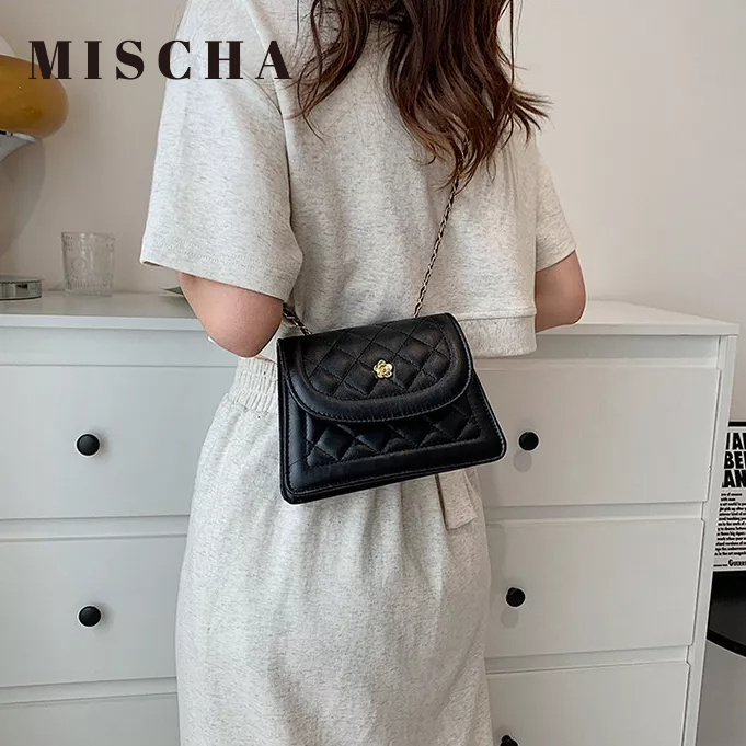 Mischa Túi Xách Đeo Vai Hình Vuông Bằng Da PU Màu Trơn Phong Cách Phương Tây Đơn Giản Chất Lượng Cao